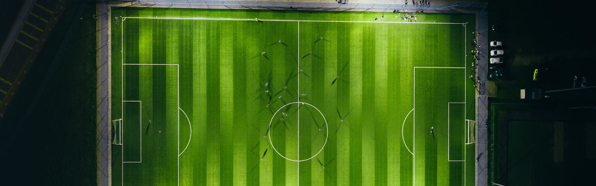 birds eye view photography green soccer field lights photo Free Green Image Unsplash