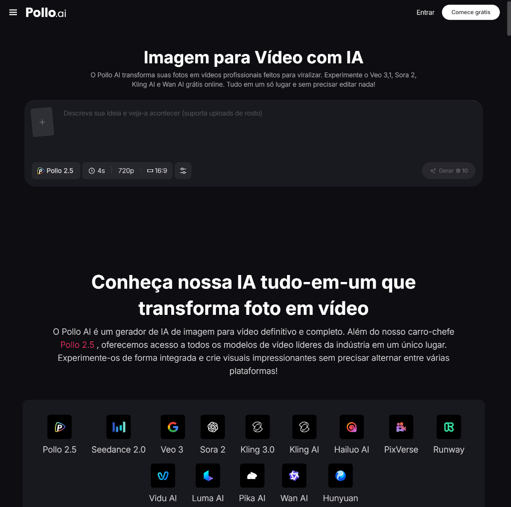 Imagem para vídeo da Pollo AI