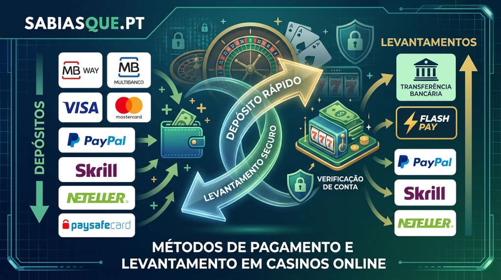 Métodos de pagamento e levantamento em casinos online