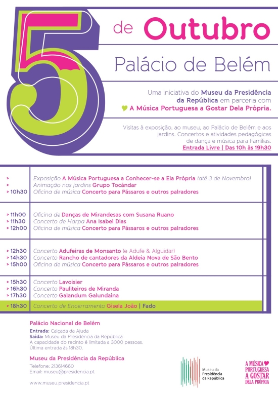 Cartaz 5 de outubro no Palácio de Belém
